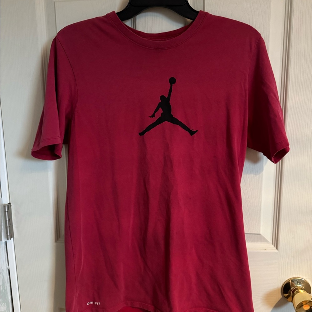 Jordan Short Sleeve Tee in Burgundy with Black Jumpman
